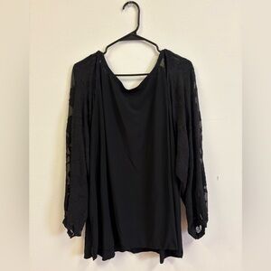LOFT  Plus Black Blouse with Sheer Sleeves Women’s Size  22